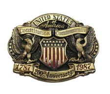 USA Bicentennial Buckle Great American Belt Buckle Co. Eagle Patriotic Flag