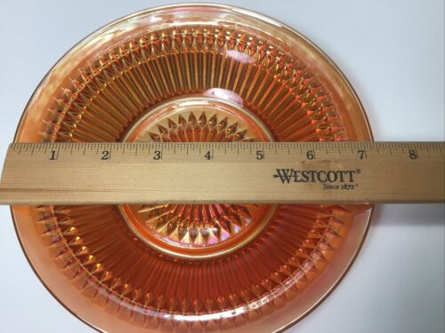 Vintage Carnival Glass Candy Dish Iridescent Diamond Starburst Pattern 7.25” New - Picture 7 of 8