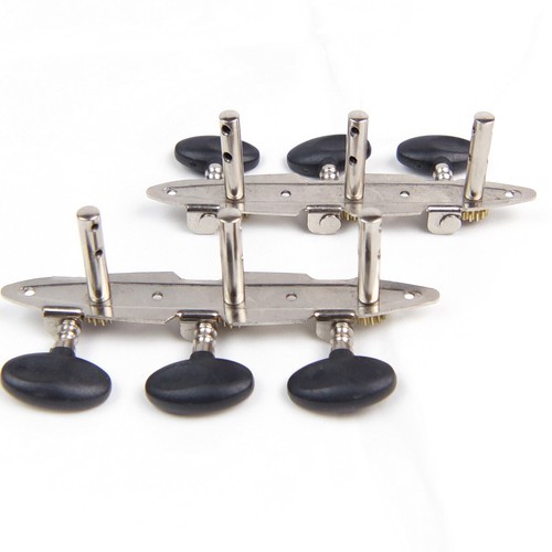Set Accordatori Chitarra Acustica 3 su Piastra, Manopole Nere (3x3), Piastra Forma Unica - Foto 5 di 9