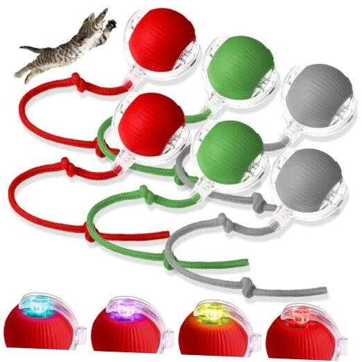 6 Pack Interactive Cat Ball Toy 360° Automatic New Interactive Rolling Ball