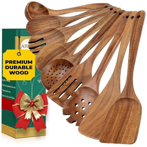 AIUHI Teak Wood Kitchen Utensil Set - Thumbnail 4