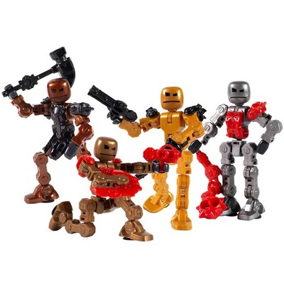 Zing Klikbot, Complete Set of 4 Poseable 4 Piece Assortment, Multi Color 