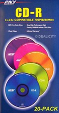 NEW! PNY 5-Color BRITE NEONS / Gold CD-R 20 Pack Long-Play 80 mins 700mb H18 Ⓝ