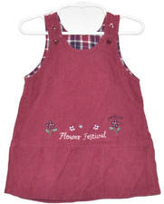 OshKosh B'gosh Toddler Girls Burgundy Embroidered Corduroy Overall Dress 18M