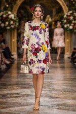 Dolce & Gabbana Floral Silk Dress Roses Runway Designer Party Event Size 36 IT