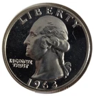 1963 PROOF CAMEO SILVER WASHINGTON QUARTER  (Q85)
