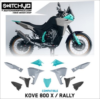 KOVE 800 X-PRO And RALLY RTECH REVOLUTION Gray Aqua Plastic Fairing Kit