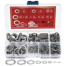 330 Pcs External Tooth Star Lock Washers, Stainless Steel External Starlock Wash