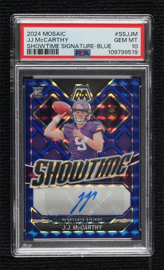 2024 Panini Mosaic Blue Prizm 24/99 JJ McCarthy PSA 10 GEM MT Rookie Auto RC 1q7