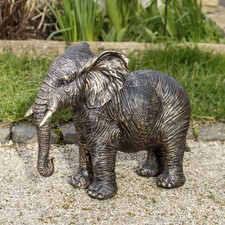 Aged Gold Classic Elephant Garden Sculpture Resin Safari Animal Ornament Large