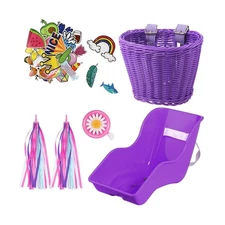 Doll Bike Seat with 30 Pcs Stickers Decals Bike Basket for Kids Bik... Fast Ship