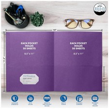 Purple 2-Pocket Folders, 125-Pack, Letter Size