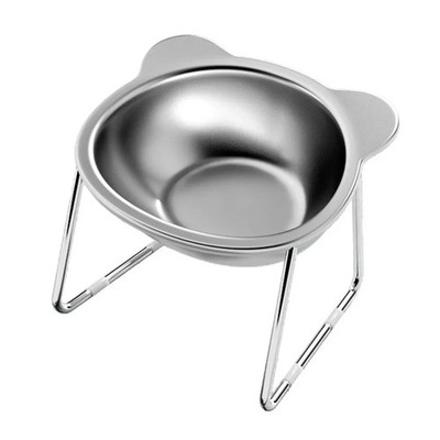 Raised Cat Bowl Tilted 15° Stainless Steel Elevated Pet Food Dish