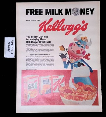1967 Kellogg's Corn Flakes, Rice Krispies & Special K Free Milk $ Print Ad 53433