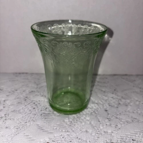 25% OFF Antique Hazel Atlas Green Florentine Depression Uranium Glass Tumbler