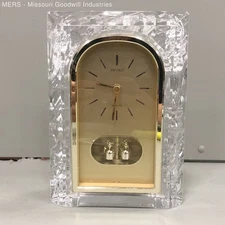 Seiko Cut Crystal & Gold Tone Desk Clock