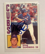 1984 Topps - Ryne Sandberg #596 Autographed Blue Ink Centered HOF RIP