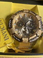 INVICTA BOLT 25864 MENS 51MM TWO TONE GOLD & SILVER CHRONOGRAPH WATCH