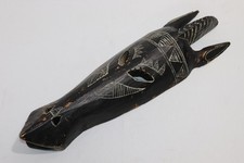 Vintage Hand Carved Wooden Zebra Face Mask Wall Art Jungle Indonesia 18  Safari