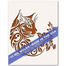 Abstract Cat Face Stencil Paint Flowers Animal Art Template