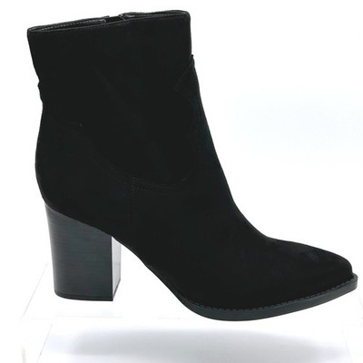 Nine West Size Black Sueded Fabric Ankle Boots Block Pointed Western  Taytay