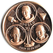 1969 - Apollo 11 - Bronze Proof Medal - UNC  - 38-mm            (F-8)