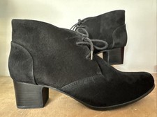 Clarks Unstructured Ankle Boots Black Suede Lace Up UK 7D EU 41