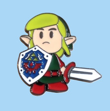 Pin's Pins Émail NEUF Zelda Link Bouclier Hylia Épée Chibi Enamel Lapel Pin (1a)