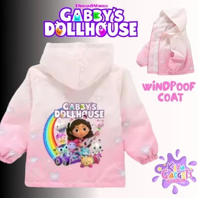 Gabby’s Doll house Girls Hooded Jacket Windproof Coat Kids Girl Outerwear New