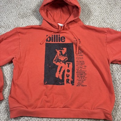 Billie Eilish Happier Than Ever Tour Hoodie Sz. XL Orange Red Heavy Weight Boxy