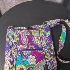 Vera Bradley Purple Multicolor Paisley Crossbody Bag Zip Adjustable Pockets