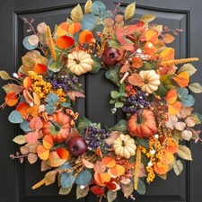 Fall Wreaths for Front Door 24 Inch Autumn Rustic Farmhouse Harvest Wreath