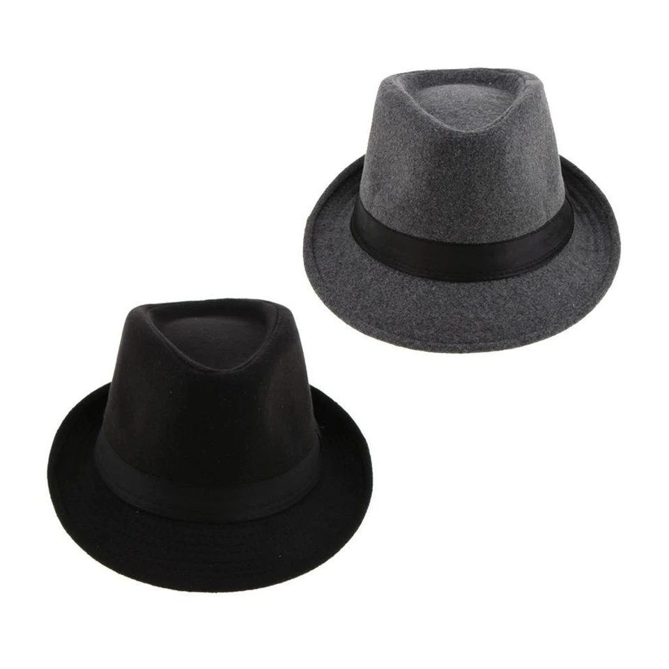 Chapeau Fedora unisexe en laine avec ruban, style Manhattan Gangster, panama - Photo 1/1