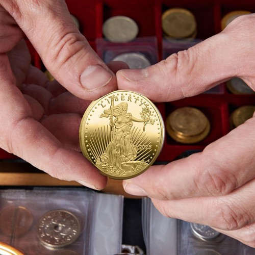 US Commemorative Challenge Coin American Eagle Gold 2025 Statue of Liberty - Foto 6 di 10