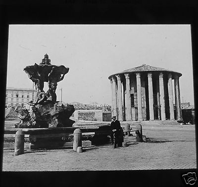 ROSCH Glass Magic lantern slide TEMPLE OF THE VESTAS ROME C1900 ITALY ROMA