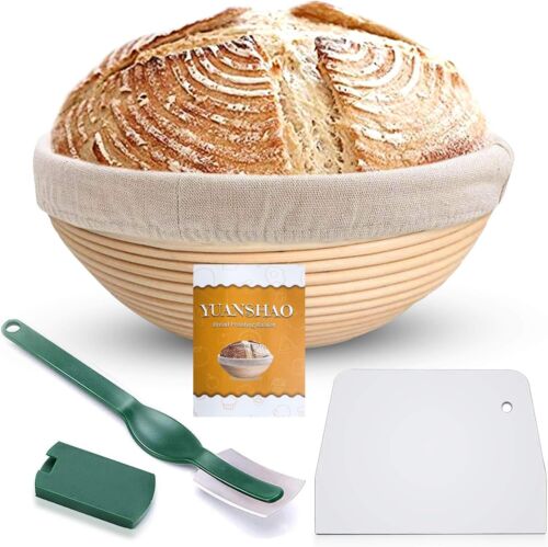 Bread Proofing Banneton Basket Set - 9 Inch Round Natural Rattan Bread Basket US
