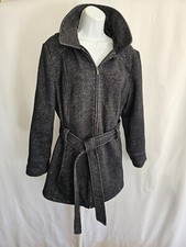 Jones New York Coat Women's Black Zip Up with Tie Size 1X 