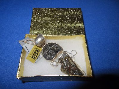 Starborn Creations Silber Fossil Ammonit Anhänger Halskette SPAREN SIE $200 RABATT!!