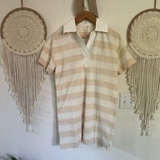 Everlane cream and tan polo shirt dress mini dress small NEW