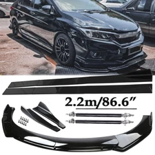 Front Bumper Lip Spoiler Side Skirts Rear Lip Glossy Black For Honda City  B