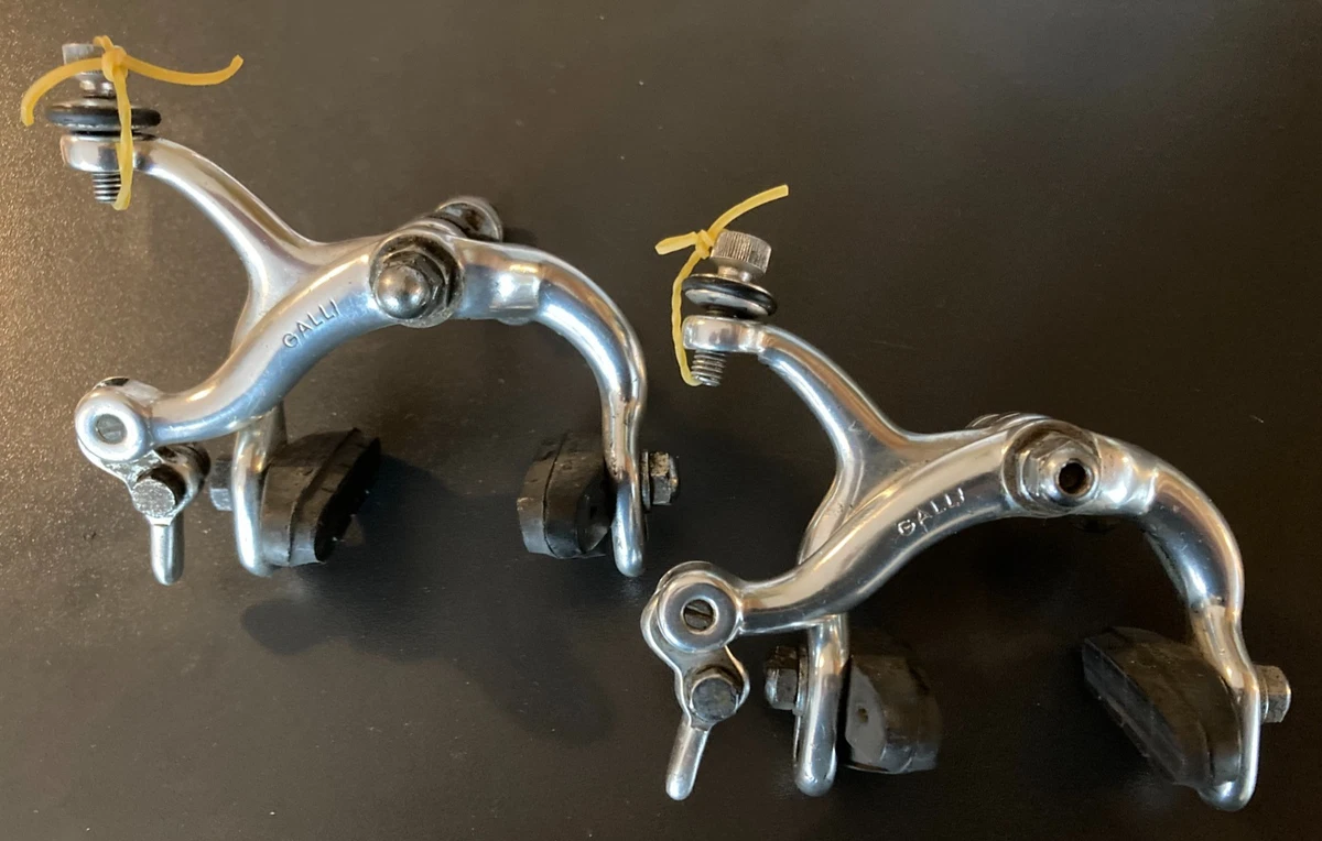 Freins De Route Vintage Galli Super Criterium - Anodisé Argent - Italie - Bon état Pour Projet