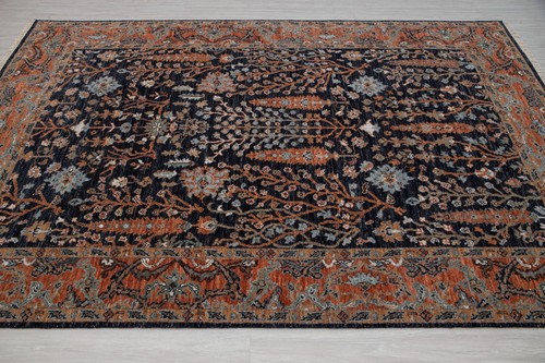 Navy Rust Cypress Tree Fine Quality Weave Soft Wool Hand Knotted Customize Rug - Picture 15 of 18