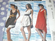  McCALL'S 6746 MISSES  PULLOVER DRESS W/ TWISTED HEMLINE PATTERN-UNCUT-SIZE-6-14