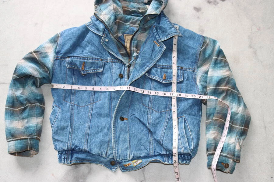 CHAQUETA NORTHWEST TERRITORY Denim Snap Cremallera Completa Capucha Talla GRANDE Foto 4 de 4