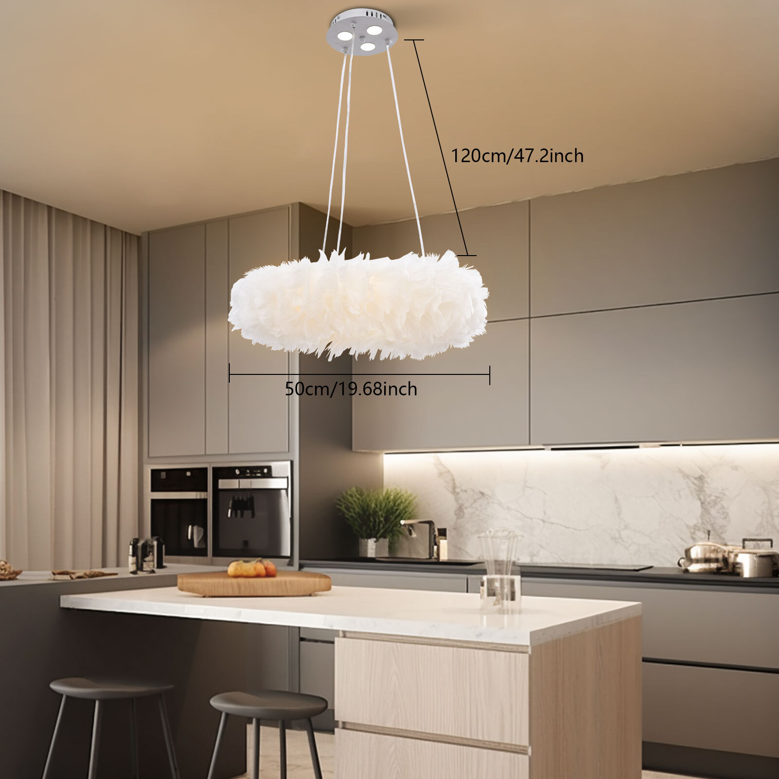 Modern Feather Pendant Light Ceiling Mounted Fixture