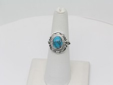 Native American Navajo Handmade Sterling Silver  Turquoise Ladies Ring Size 6.5