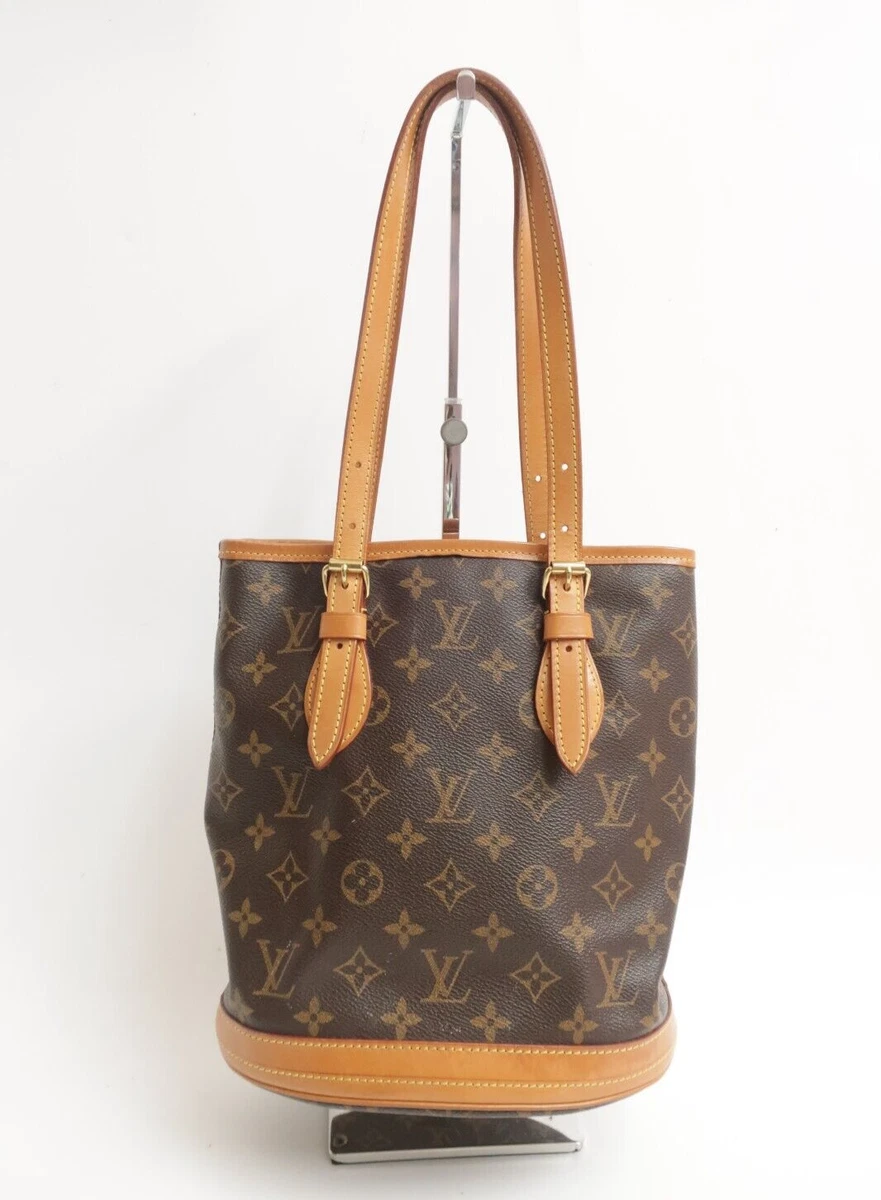 Authentic Louis Vuitton Classic Monogram Bucket PM Shoulder Bag