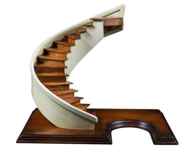 Spiral Stairs White Staircase Architectural 3D Wooden Model 12'' Sculpture New