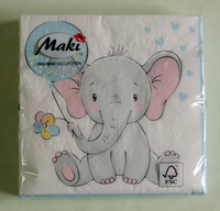 20 Servietten Baby Elefant Blau 1 Packung Ovp Motivservietten Maki Taufe Geburts