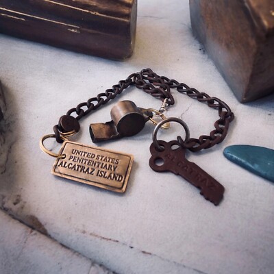 Alcatraz Guard Jail Key and Whistle Antique finish